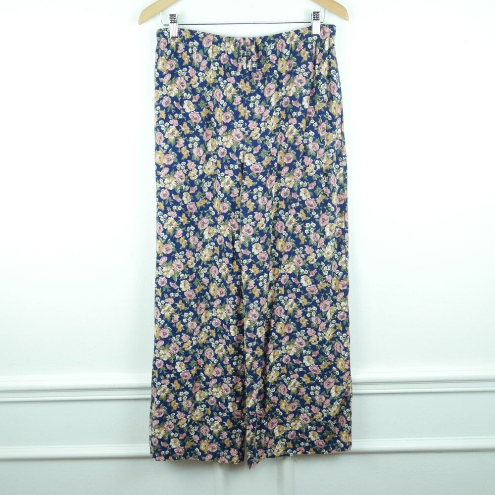 Vintage Small Pants Dainty Floral Pull On Wide Leg Cottagecore 90s Teacher Boho